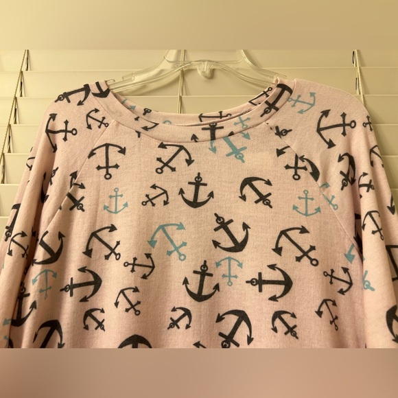NEW- Cold Crush Pink Anchor Women's Medium Pullover Sweater Soft Pajama Top - Picture 3 of 12